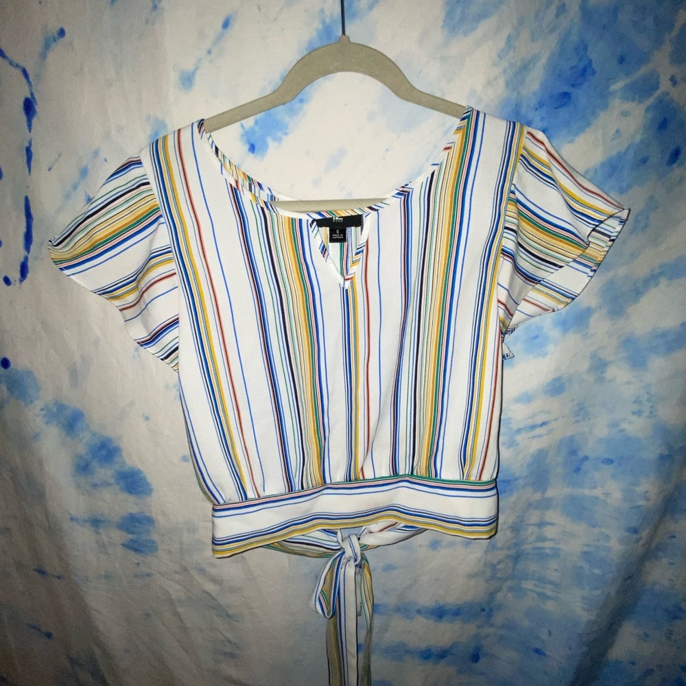 Cropped tie back blouse